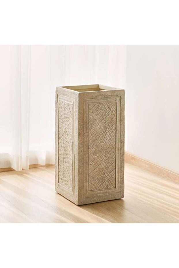 Avia Polyresin Rectangle Planter 33x33x66cm - Beige