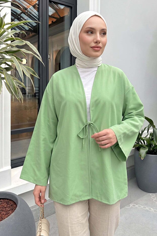 كيمونو برباط 40046 - أخضر