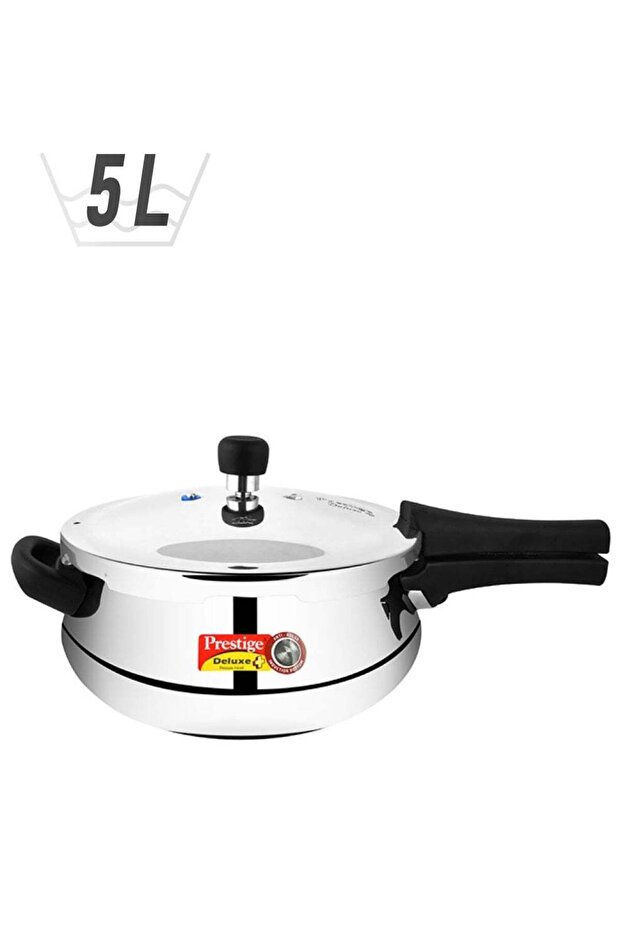 Deluxe Plus Junior Handi Aluminium Pressure Cooker With Lid, Dishwasher Safe & Induction Safe Silver 5Liters