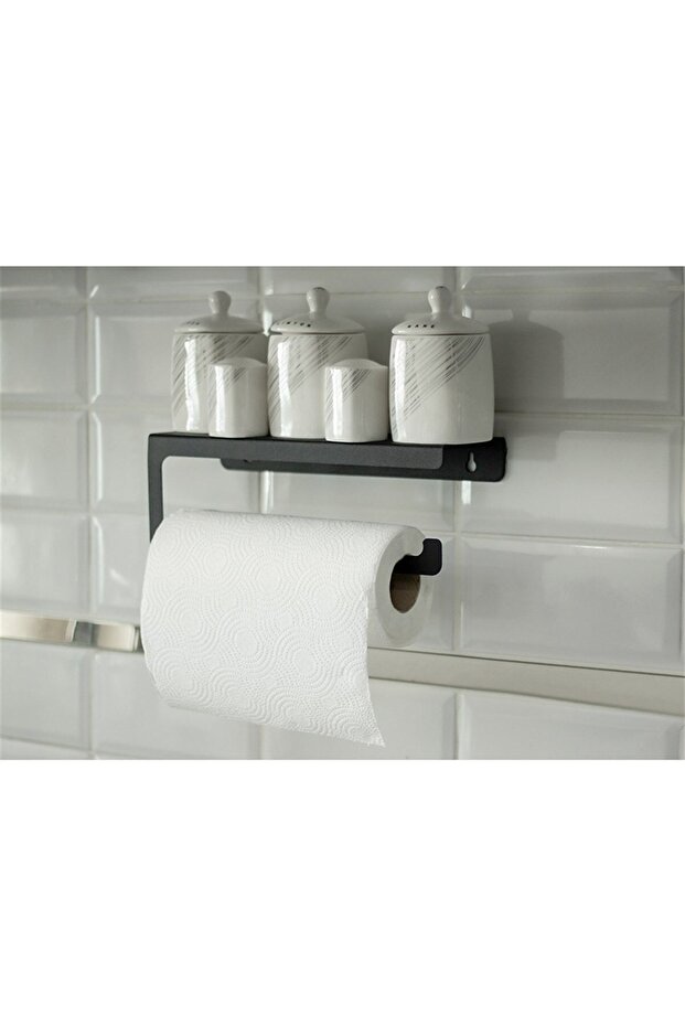 Decorative Matte Black Metal Spice Rack with Shelf, Towel Holder & Paper Towel Holder Mt45S - Price, Reviews