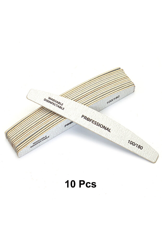 10pcs Grit100-180 5 /10 /20/40 Pieces Professional Gray Thin-blade Wooden Nail Files Half-moon-shape