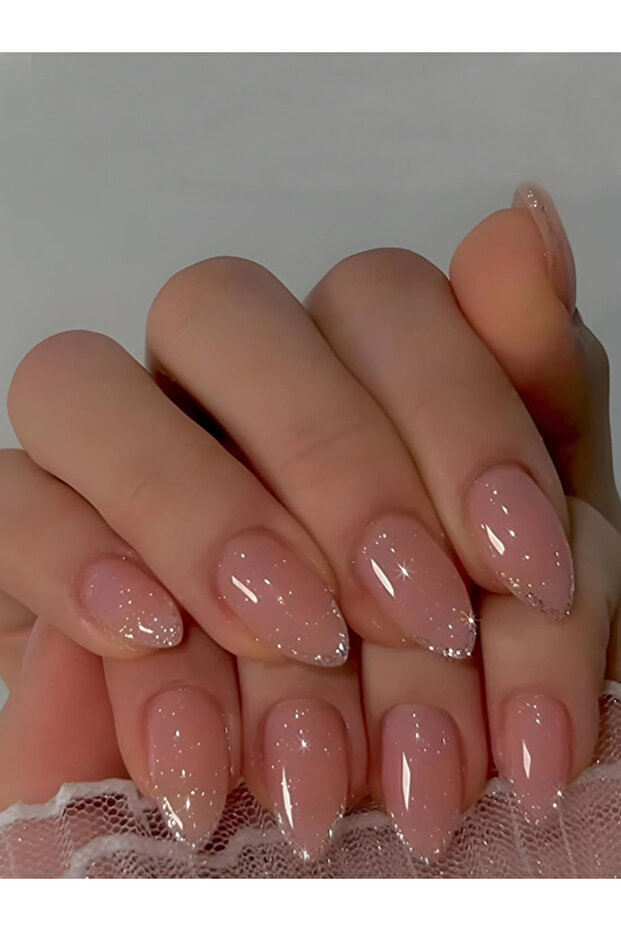 Red 24pcs Short French Gradient Pink & White False Nails For Party, Dance, Daily Wear Press On Nails