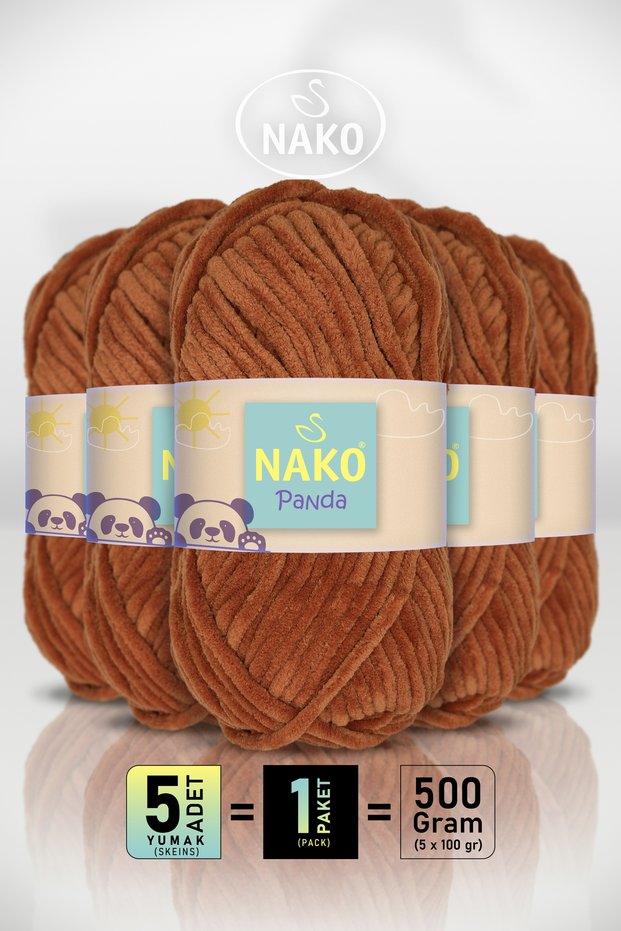 Panda • Cinnamon (14066) • 5-Pack × 100Gr/120M • Velvet Hand Knitting Yarn • Amigurumi Punch Yarn