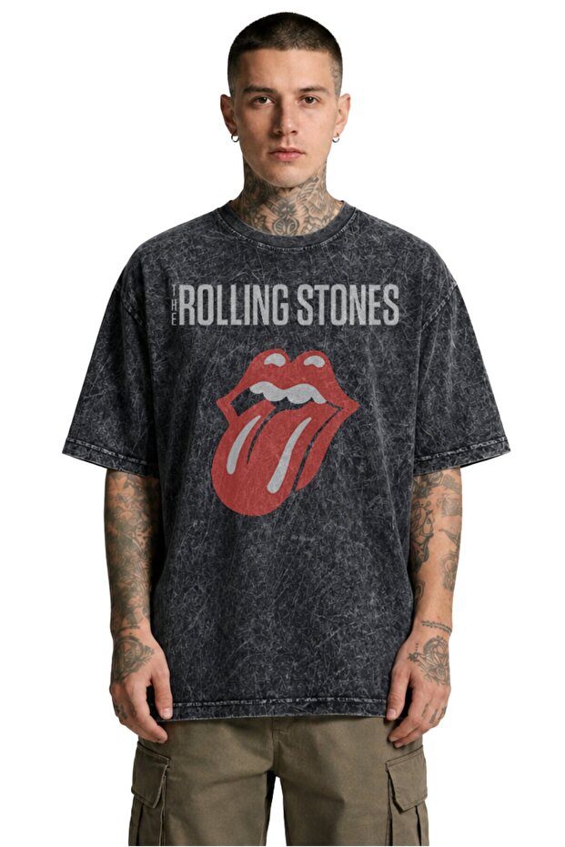 Unisex Oversize the Rolling Stones Printed Washable Rock Band T-Shirt
