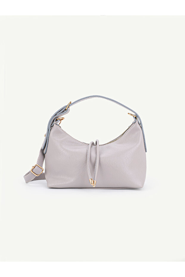 Women's Faux Leather Strap Shoulder Bag with Zipper and Rope Detail