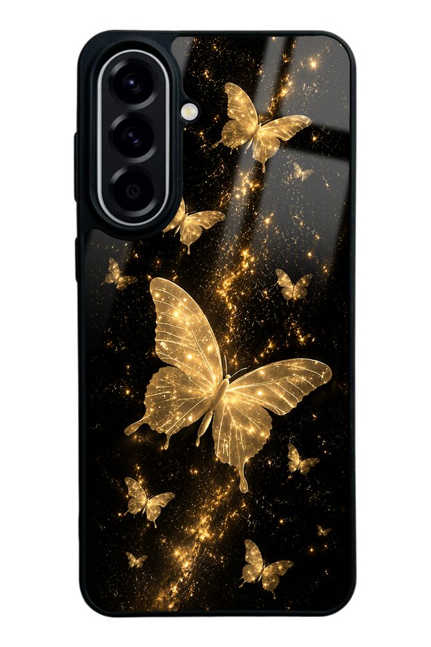 Samsung A57 Yellow Galaxy Butterfly Design Glossy Phone Case