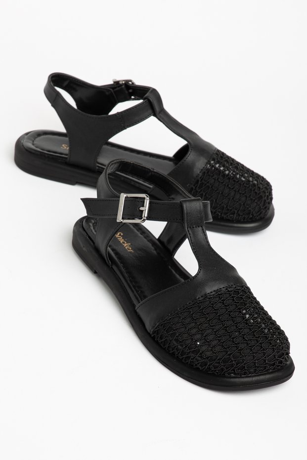 Women's Sandals Tulle Patterned Black