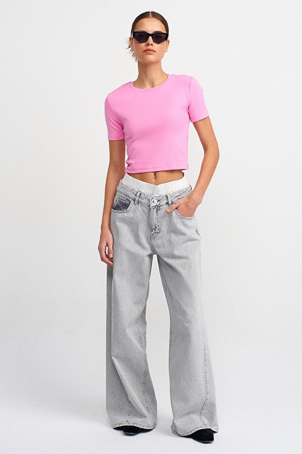 3626 Tricou Crop Basic - Roz - 2
