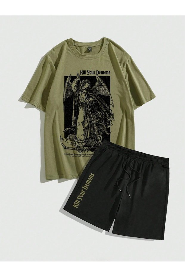 Unisex Oversize Shorts Set Short Sleeve T-Shirt Comfortable Fit Summer Casual Sports