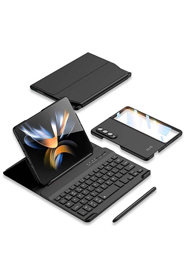 Samsung Galaxy Z Fold 4 Case Screen Protector Keyboard Leather Case Stylus+Pen Slot Phone Office Kit Folding Phone Cover