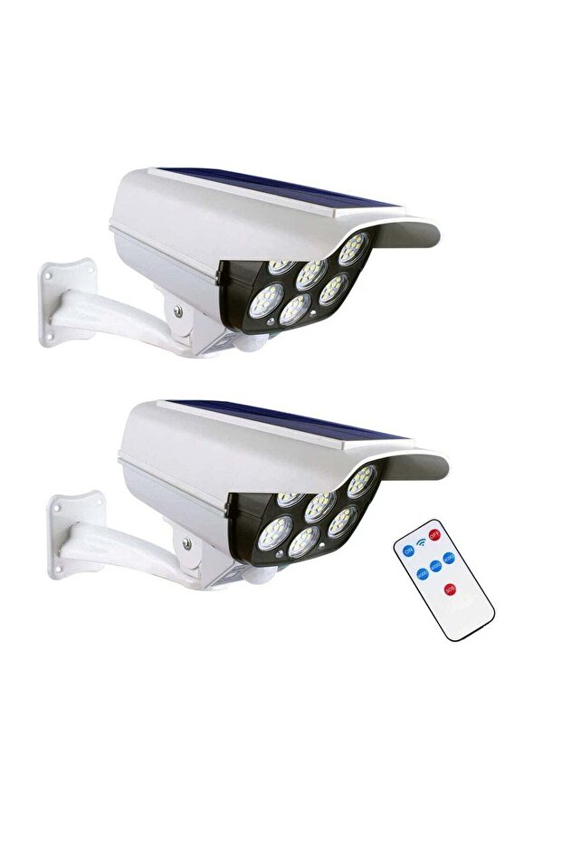 Solar Wall-mounted Light with Remote Control, Auto Infrared Motion Sensor, CCTV Light (2 Pack)