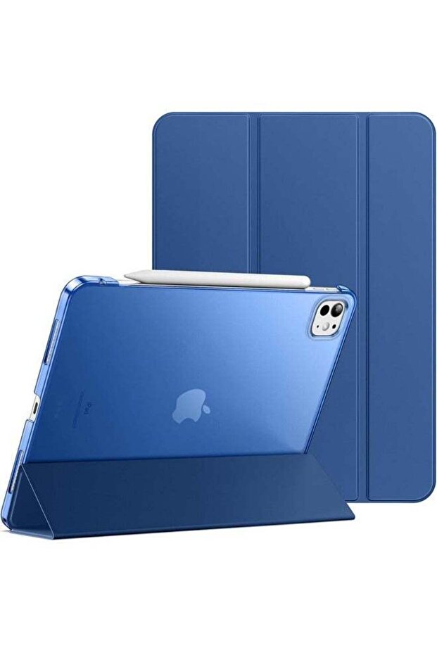 Navy Blue iPad Pro 13-Inch M4 (2024) Slim Smart Case - Hard Back Shell, Adjustable Stand, Auto Wake/Sleep Function