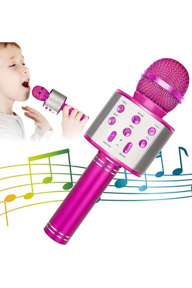Wireless Bluetooth Karaoke Microphone for Kids, 5-in-1 Portable Handheld Mic Speaker Recorder