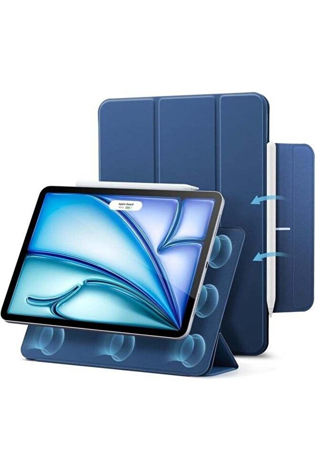Navy Blue iPad Air 11 Inch Case (M2 2024, 6th/5th/4th Gen) – Slim Trifold Stand with Magnetic Attachment