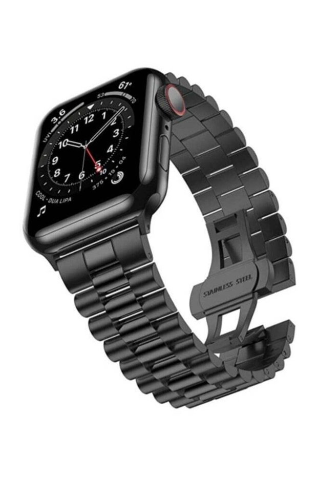 Compatible with Apple Watch Band Series 5 44mm 42mm, Stainless Steel iWatch Band with Butterfly Folding Clasp