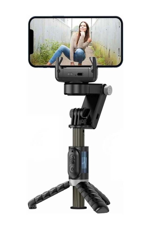 Gimbal Stabilizer Tripod for smartphones with light handheld or portable 360° rotation with face tracker and wireless remote control compatible with iPhone and Android