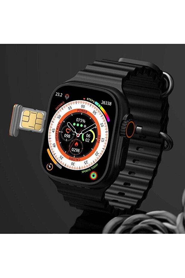 TC4G 2.2 Inch Full Screen Smart Watch with Dual Camera, SIM Support, 3 Straps & Wireless Charger