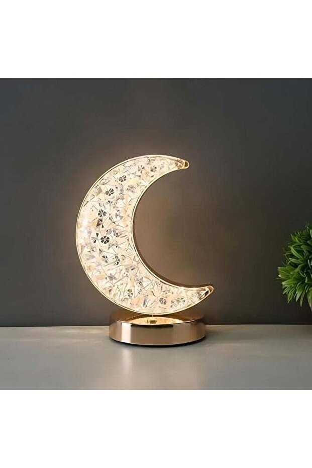 Moon LED Table Lamp – Creative Crystal Night Light with Dimming, USB Charging, and 3 Color Options