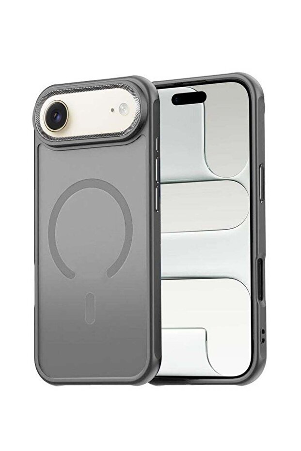 iPhone Air 5G 2025 Hard Silicone Hybrid Translucent Case | Slim Stylish Magnetic MagSafe Compatible Shockproof Protective Phone Cover (MCMPMN) – Grey