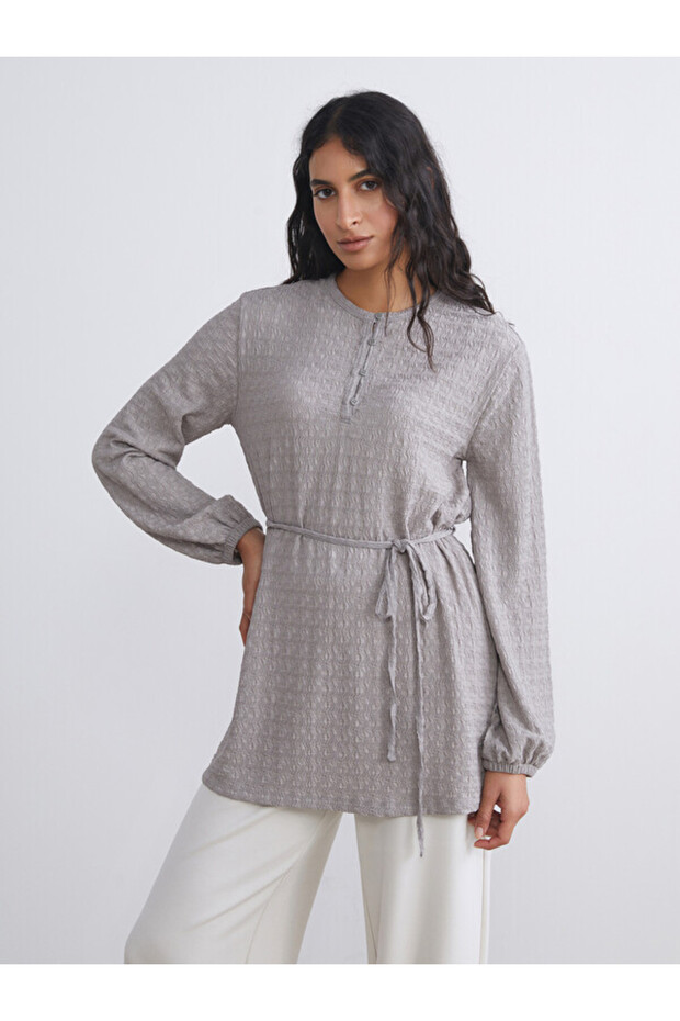 Crew Neck Textured Women's Tunic