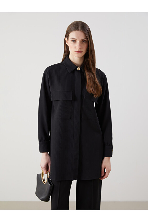 Textured Oversize Women's Shirt Tunic