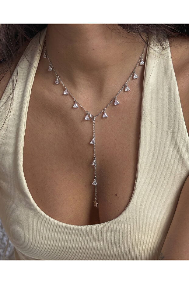 Silver Color Pendant with Zircon Stone