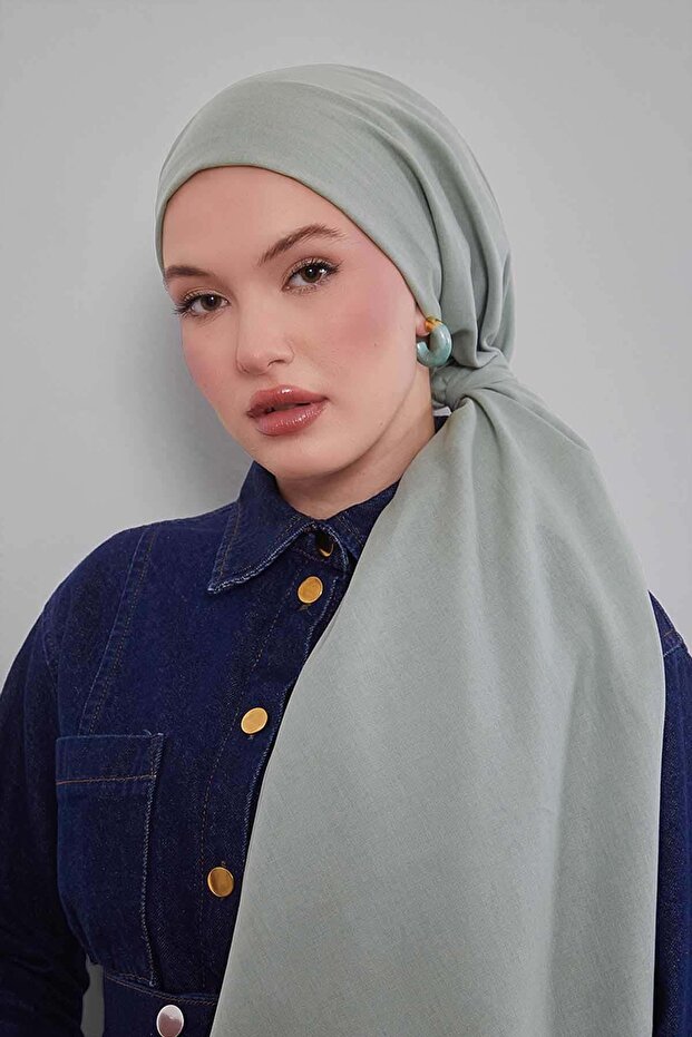 شال منسوج من التنسل بلون أخضر نعناعي