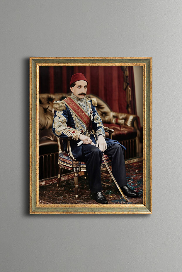 II. سلطان عبد الحميد هان - لوحة منقوشة عتيقة الطراز - نموذج رفيع