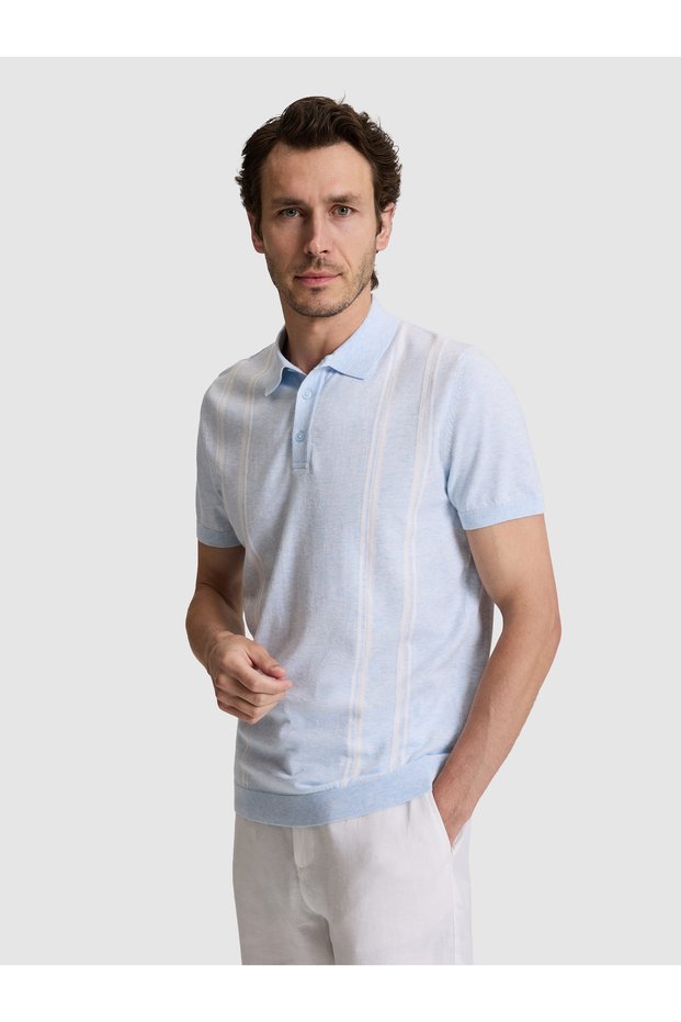 Baby Blue Slim Fit 100% Cotton Polo Collar Knitwear T-Shirt 50323873-Vr249