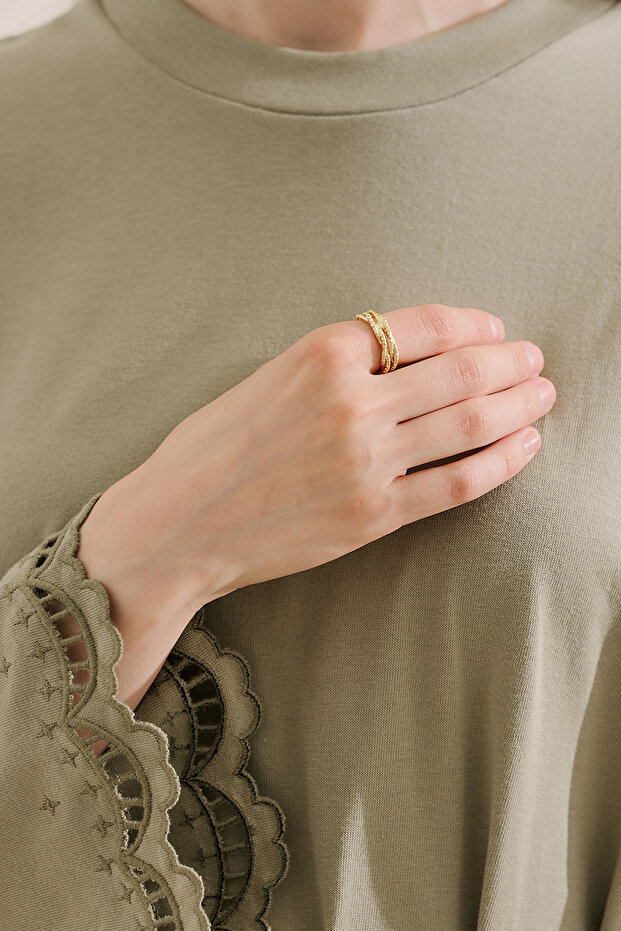 Thin Braided Matte Coated Ring Gold - 2