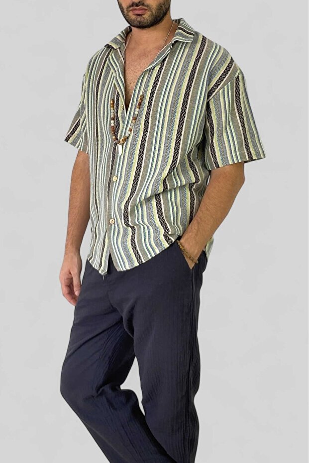 Ethnic Design Linen Shirt
