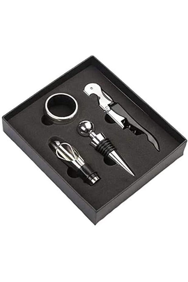 4 pcs/set Red Wine Opener Stainless Steel Pourer Wine Ring Bottle Plug Hippocampus Knife Wine Bottle Opener
