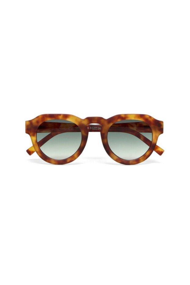 Zeno Round Unisex Sunglasses Sahara Havana / Green Lens Ok032Sh-Gr
