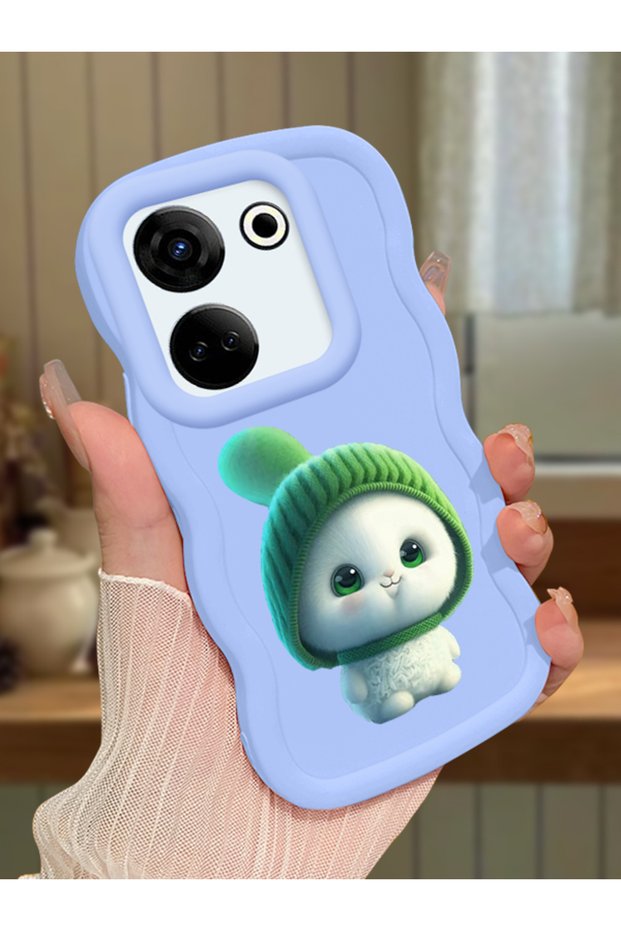 Tecno Camon 20 Compatible Case Camera Protector Blue Silicone Couple Phone Case Cute Pattern