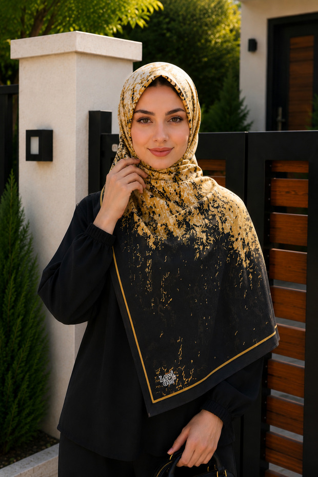 Black Patterned Cotton Shawl