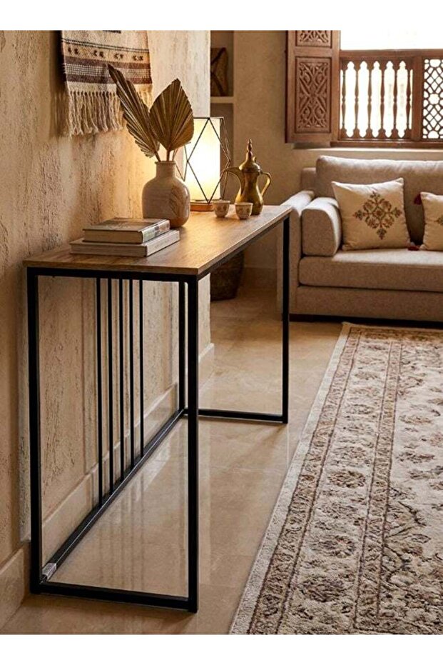 طاولة كونسول مستطيلة بإطار معدني 120x40x80 سم - 3