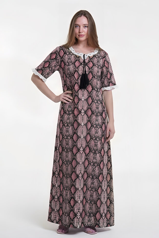 Women's Cotton Snakeskin Print Homewear Long Dress