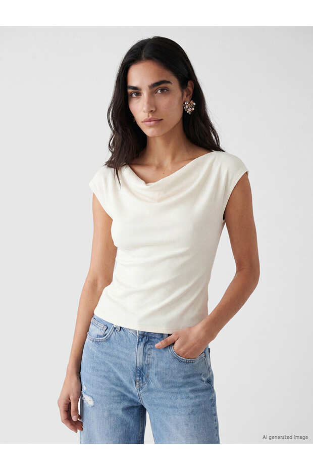 Original Kayık Yaka Women's Ribbed T-Shirt