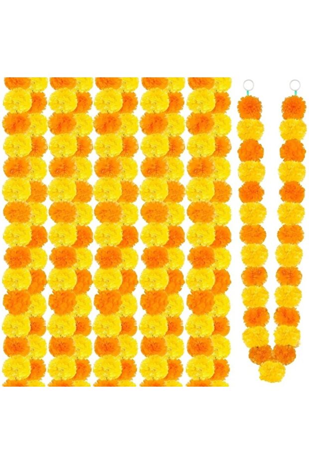 Orange Yellow 150CM Artificial Marigold Wreath Home Room Decor Dining Table Party Artificial Flower