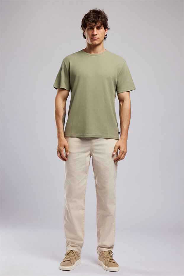 Conroy Men's Regular Fit 100% Cotton Printed Crew Neck T-Shirt Green