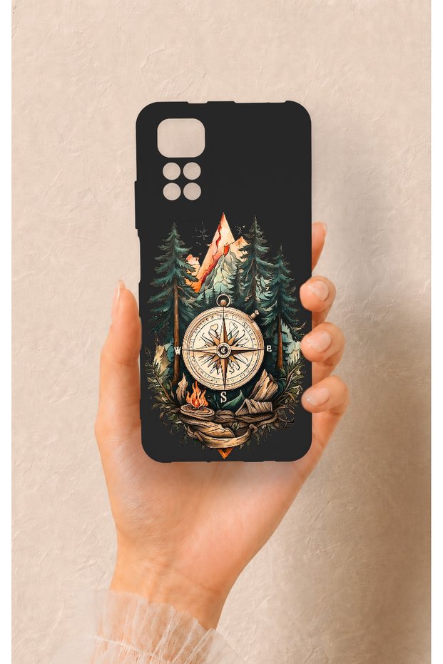 Redmi Note 11S Compatible Compass Forest Pattern Silicone Case