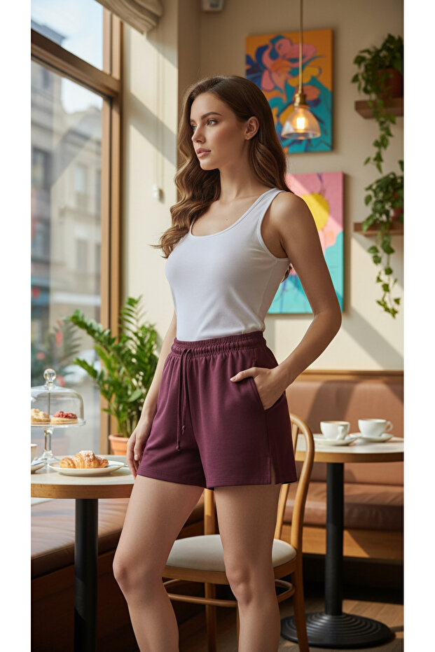 Women's Burgundy Shorts