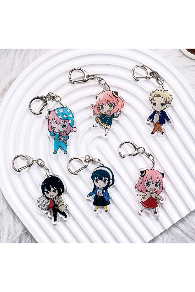 5 cm 1 6PCS Anime SPY×FAMILY Characters Loid Forger Acrylic Keychain Bag Charms Accessories Backpack