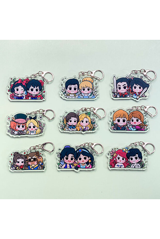 5 cm 10 9PCS Disney Characters Couples Acrylic Cute Car Keychain Accessories Bag Charms Backpack Pe