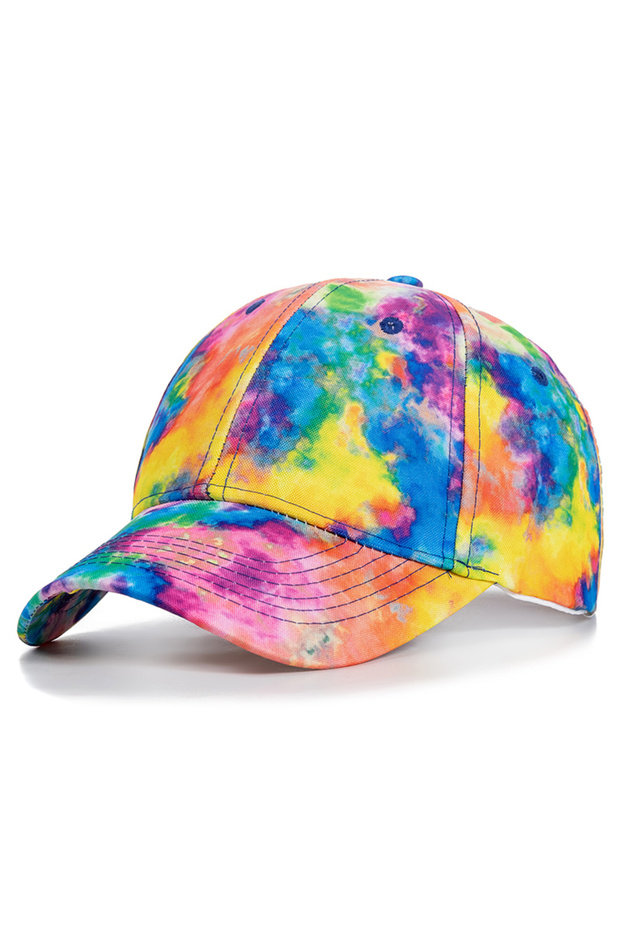 54cm-60cm Yellow New Fashion Women Tie Dye Cap Multicolor Irregular Print Baseball Cap Female Outdoo