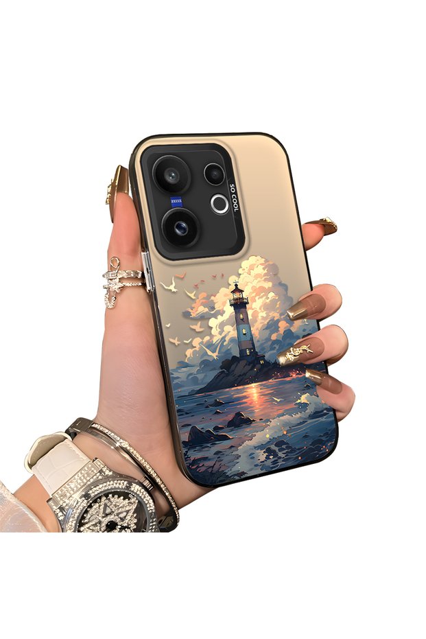 Vivo X200 Fe Compatible Silicone Edge Hard Back Case Couple Phone Case Tower Patterned