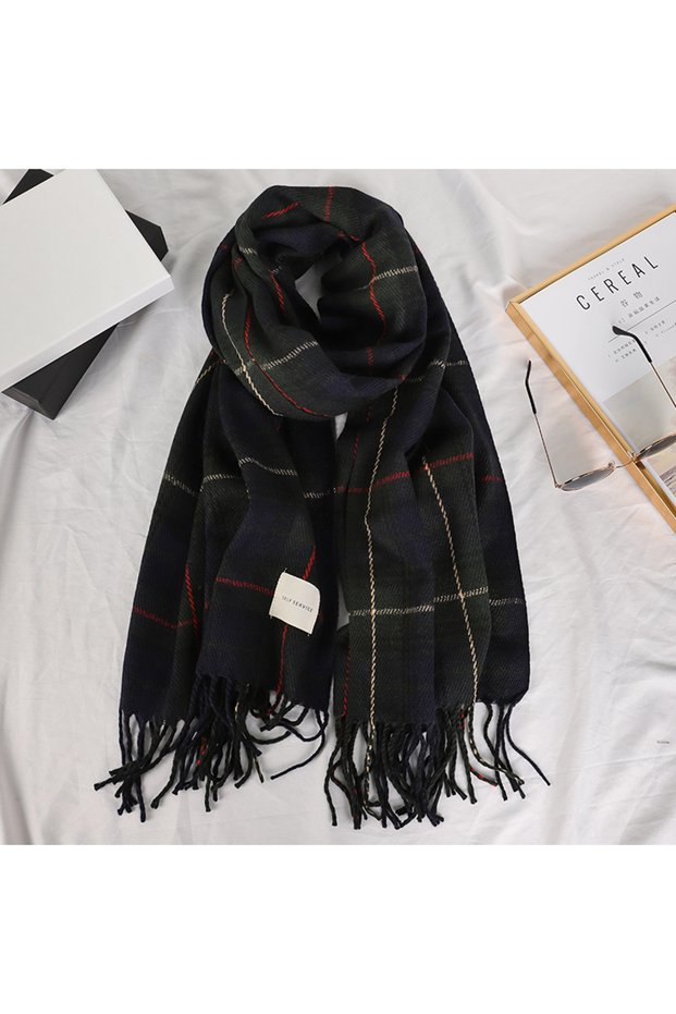 200X54CM 14 Plaid Long Scarf Winter Warm Cashmere Women Pashmina Foulard Bandana Scarves Female Luxu