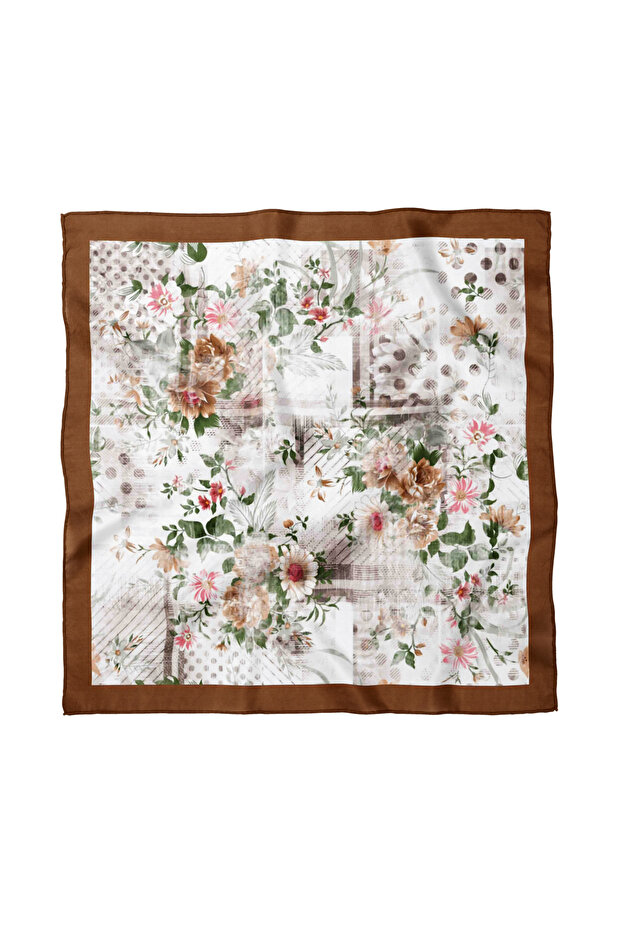 وشاح / باندانا منقوشة بالزهور مقاس 50×50 سم