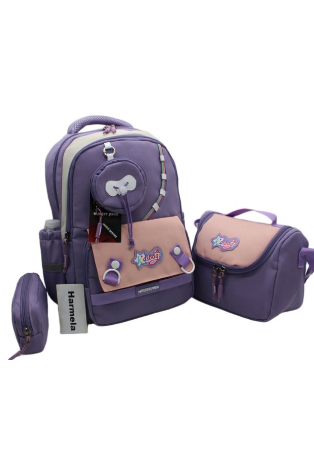 519 Purple Primary School Bag Luxury Water-Resistant 3-Piece Set Girl's Primary School Bag