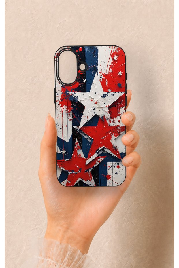 iPhone 16 Plus Compatible Star Flag Patterned Silicone Case